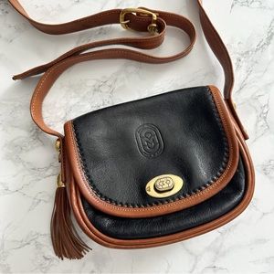 8. Vintage Marino Orlandi Black & Brown Leather Crossbody Bag Gold tone Hardware